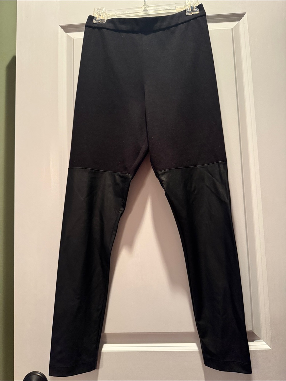 BCBGMaxAzria Black Leggings with Faux-Leather Panels